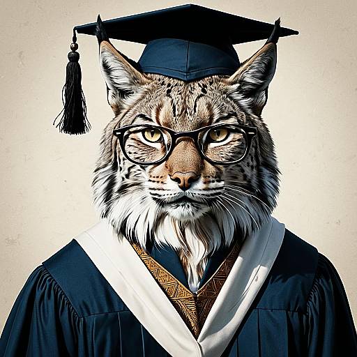 Lynx in Academic Graduation Attire