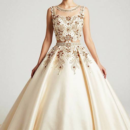 Two-Piece Champagne Ivory Satin Ball Gown