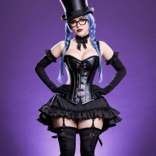 Steampunk Girl with Blue Hair and Hat