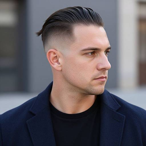 Fit European Man with Slick Back Fade