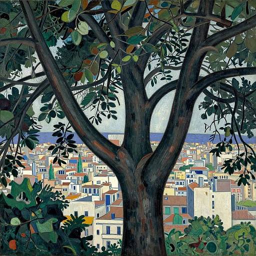 Urban City Through Braque's Tree