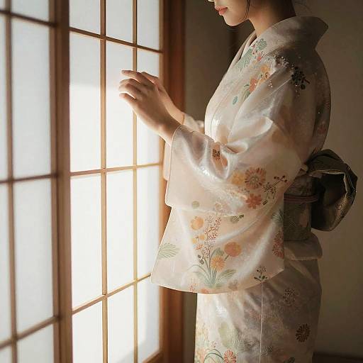 Elegant Translucent Kimono in Morning Light