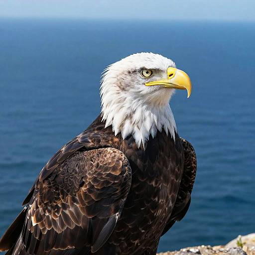 Majestic Bald Eagle Over Ocean Cliff