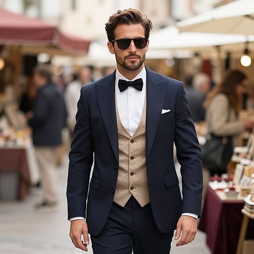 Elegant Man in Bustling Market