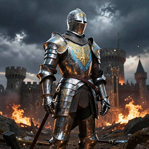 Epic Fantasy Knight in Glowing Armor