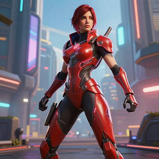 Futuristic Red Fortnite Warrior Skin