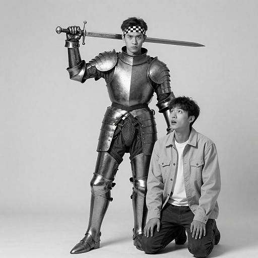 Dramatic Duel: Black and White Warriors