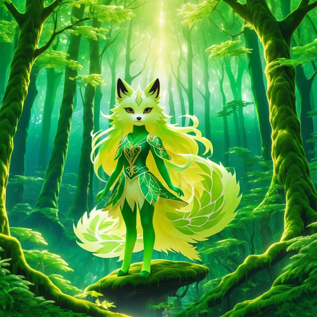 Vibrant Fox Spirit in Enchanted Forest