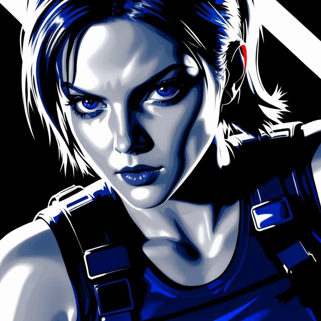 Intense Jill Valentine Art in High Contrast