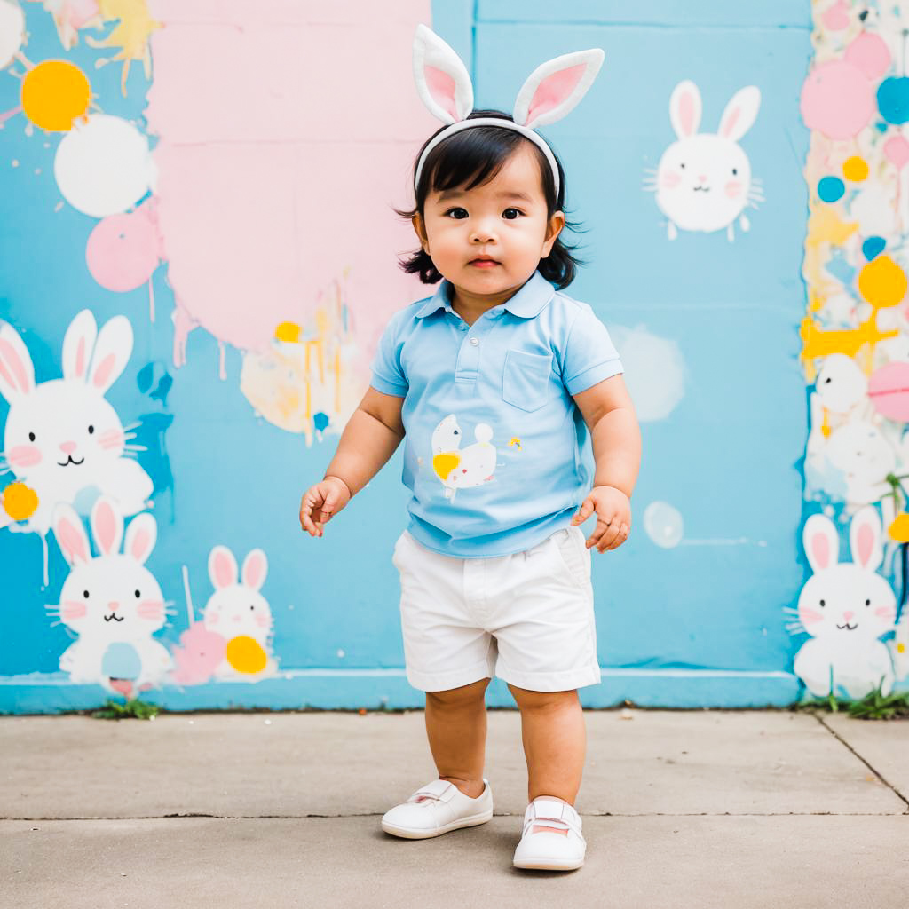 Cheerful Toddler in Easter Outfit