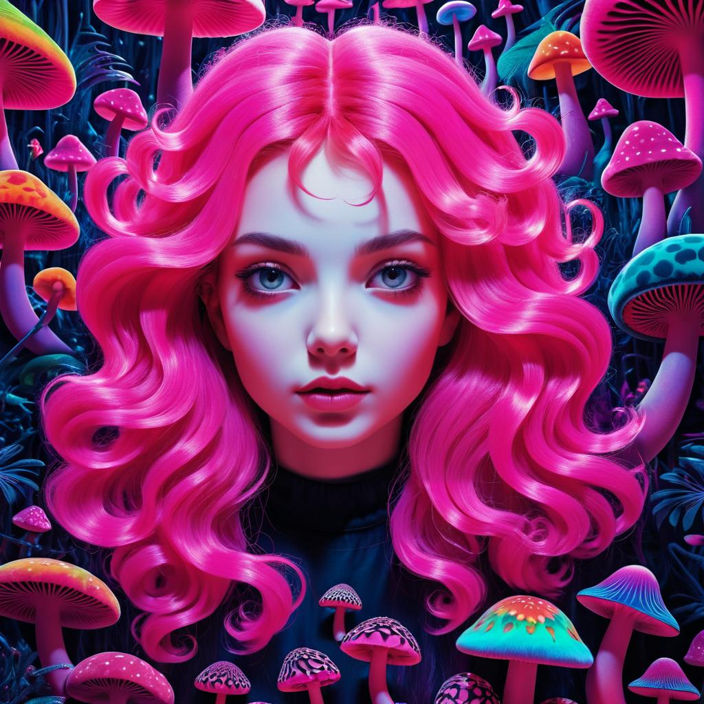 Vibrant Psychedelic Poster with Surreal Elements