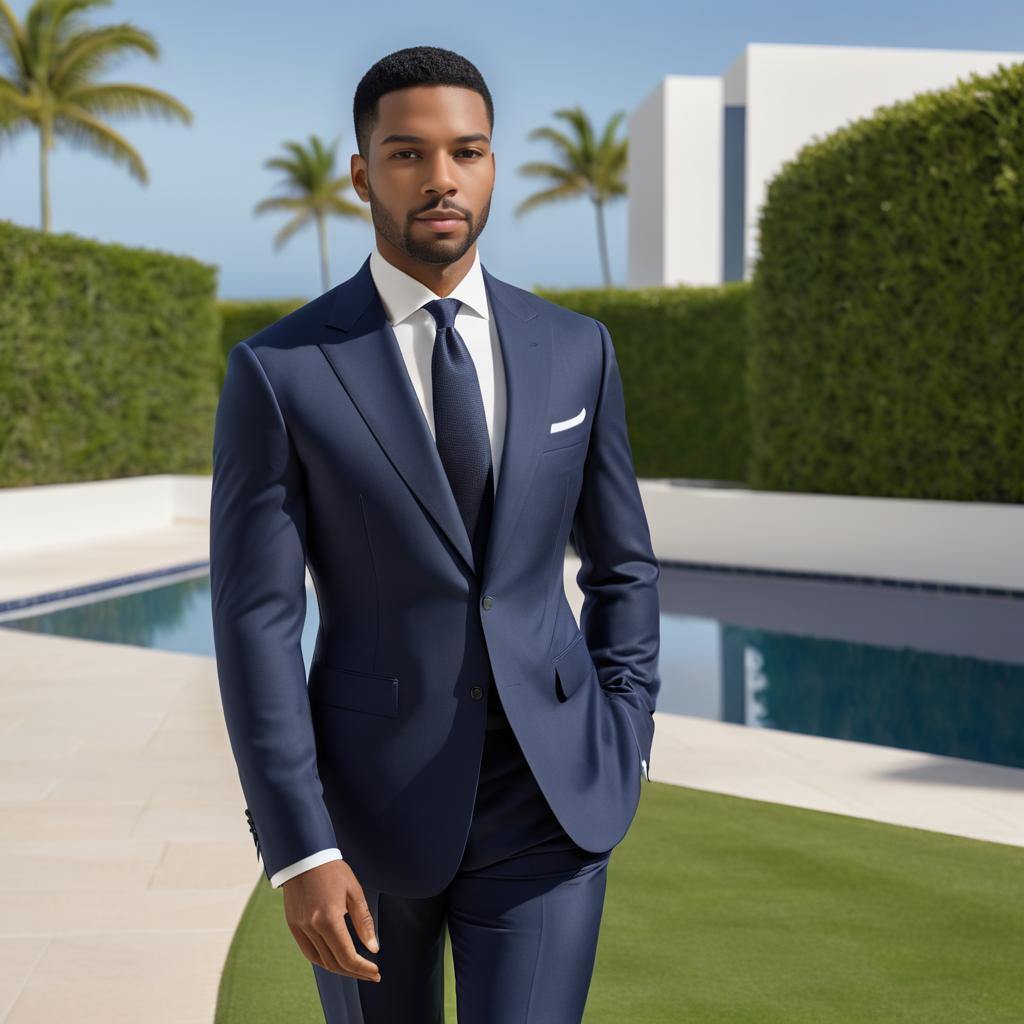 Elegant Man in Tailored Navy Suit