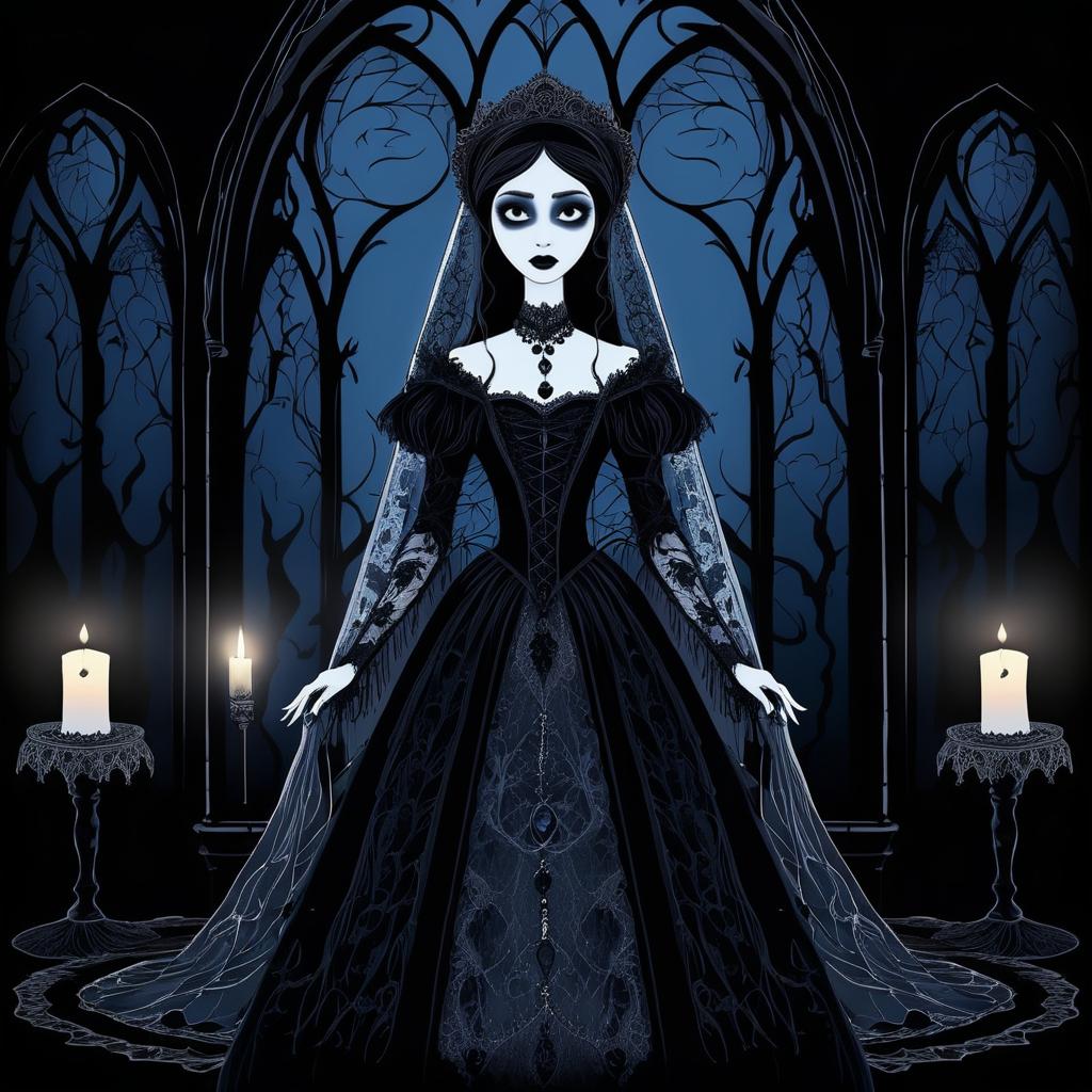 Gothic Elegance in Candlelit Darkness