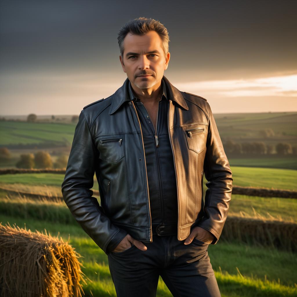 Elegant Man in Rustic Evening Light