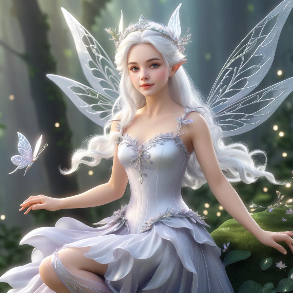 Realistic Fairy with Silver Hair