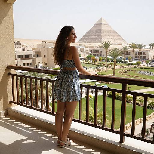 Young Woman Enjoying Tropical Resort View