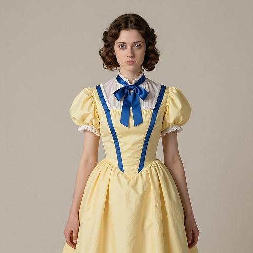 Young Woman in 18th Century Yellow and Blue Dress
