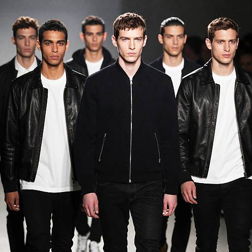 Dramatic Fashion Runway with Men in Leather