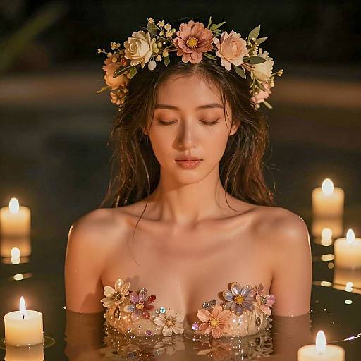 Calm Beauty in Water with Candles