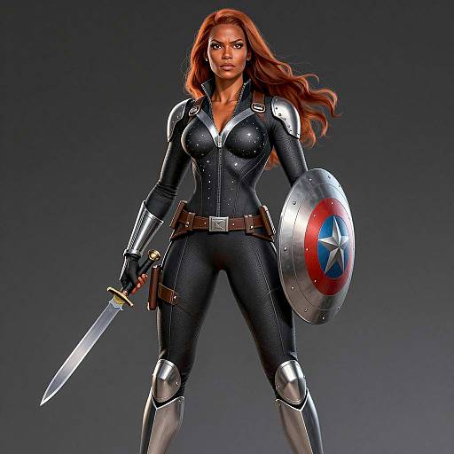 Intense Black Widow in Starry Bodysuit