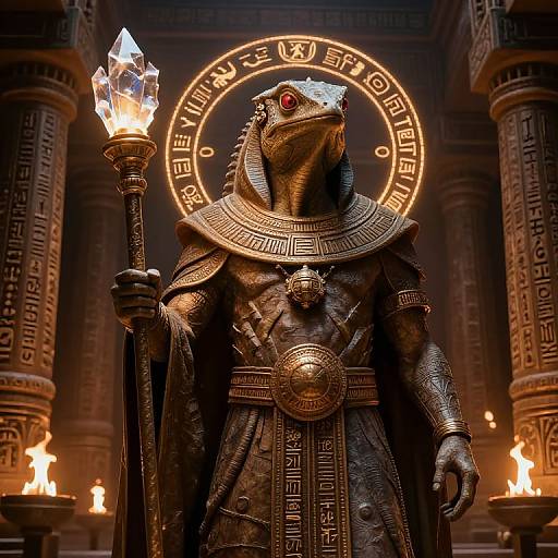 Ancient Reptoid Priest in Mystical Temple