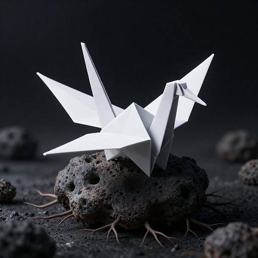 Celestial Origami Crane on Hollow Comet