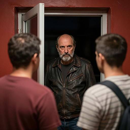 Intense Man in Doorway at Night