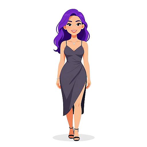 Smiling Woman in Asymmetrical Slip Dress