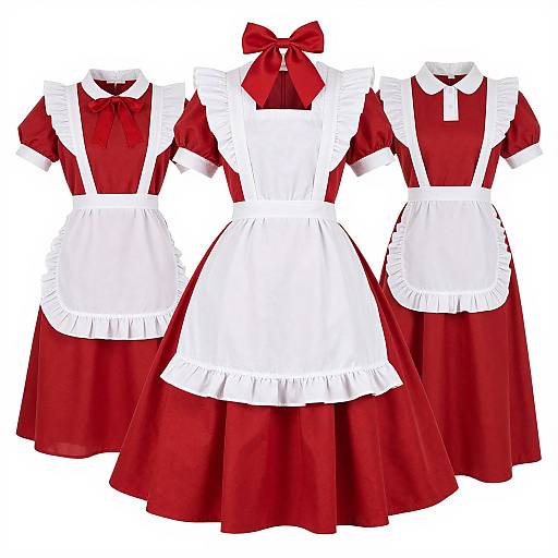 Victorian Maid in Red and White Dress