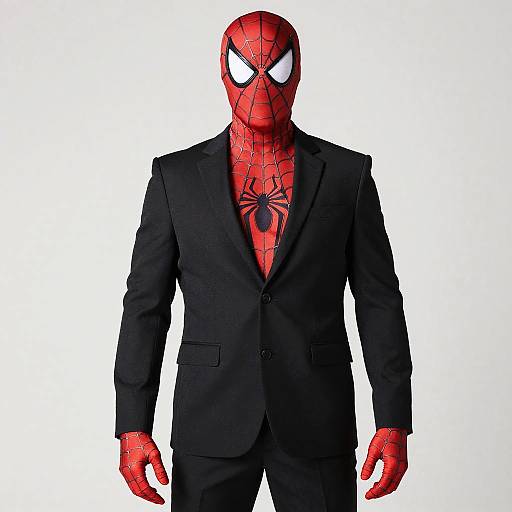 Man in Spider-Man Costume with Black Suit
