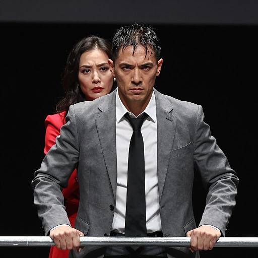 Determined Duo in Dark Backdrop