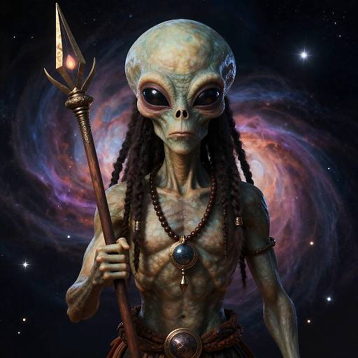 Alien Shaman in Celestial Nebula