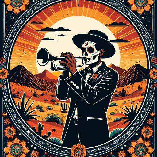 Día de los Muertos Trumpet Player Poster