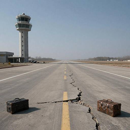 Deserted Post-Apocalyptic Airport Runway Scene