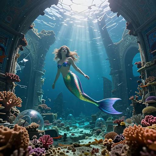 Surreal Mermaid in Sunken Dreamscape
