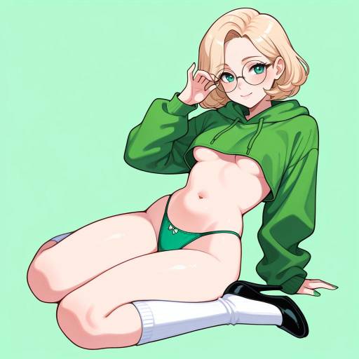 Lively Young Woman in Green Attire
