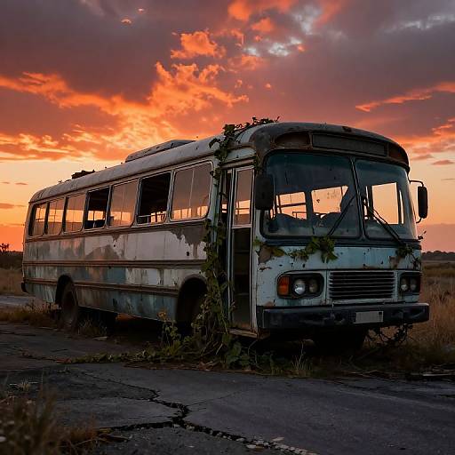 Post-Apocalyptic Bus Wasteland Scene