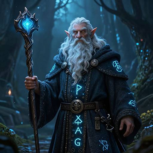 Wise Dwarf Mage in Enchanted Forest