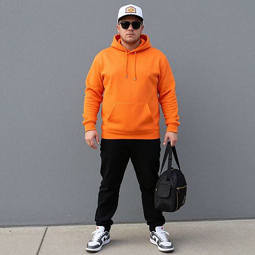 Solo Plus Size Male in Orange Hoodie