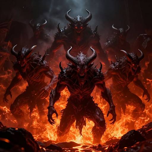 Fiery Abyss Demons in Darkness