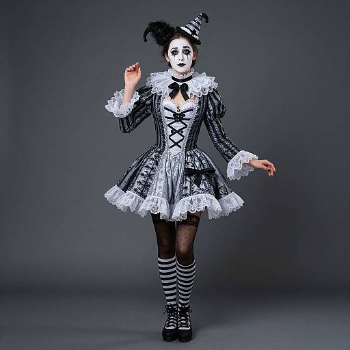 Hyper-Realistic Pierrot Woman Portrait