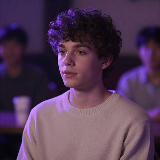 Young Man in Soft Purple Light