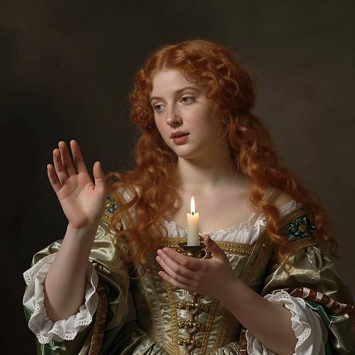 Baroque Style Woman Holding Candle