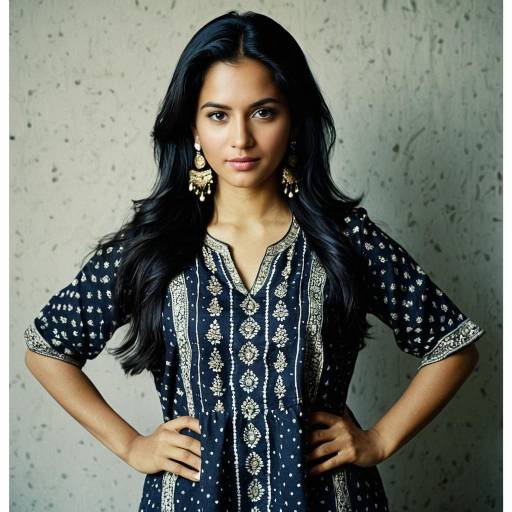 Woman in Printed Kurta with Jewelry