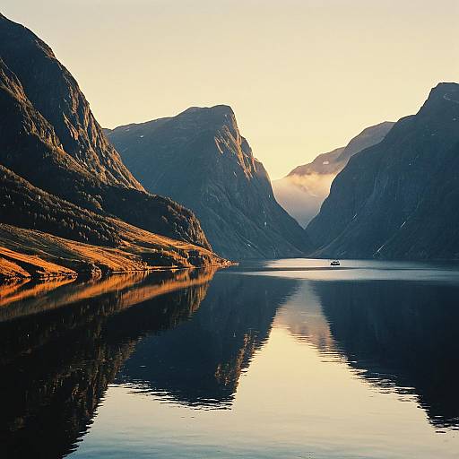 Serene Morning Fjord Landscape Art