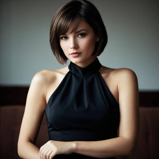 Portrait of Woman in Black Sleeveless Dress