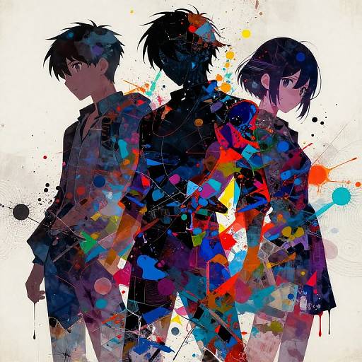 Abstract Anime Silhouettes with Paint
