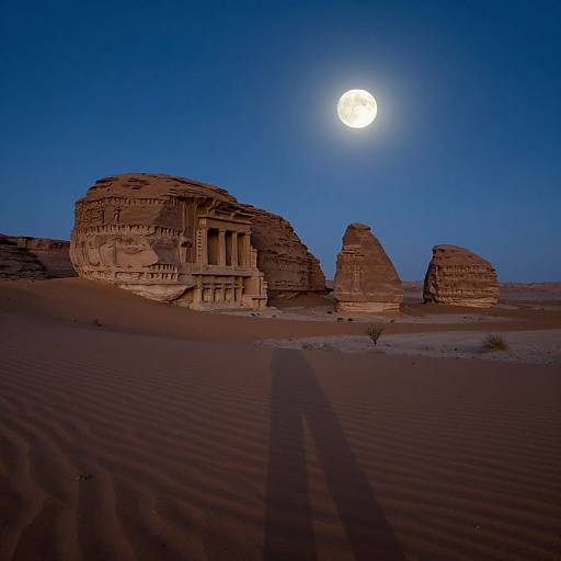 Surreal Moonlit Desert Sentinels
