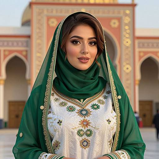 Elegant Arab Bride at Golden Hour