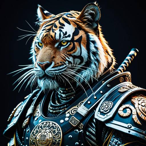 Cyber Samurai Tiger in Ornate Armor